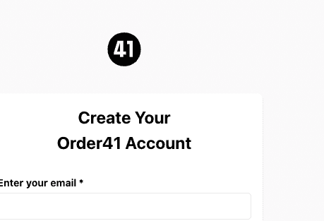 Order41 sign up view